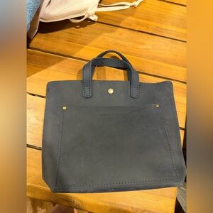Portland Leather Small Midnight Blue Leather Tote EUC